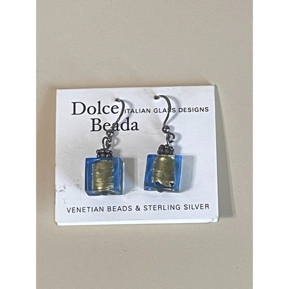 Dolce Beada Italian Glass Designs Venetian Beads Sterling Silver Drop Earrings - Picture 5 of 5